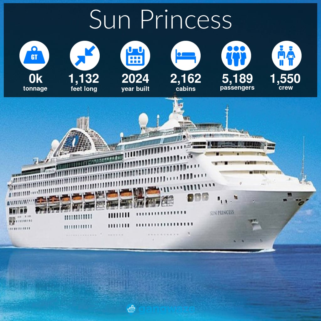 tonnage of sun princess cruise ship